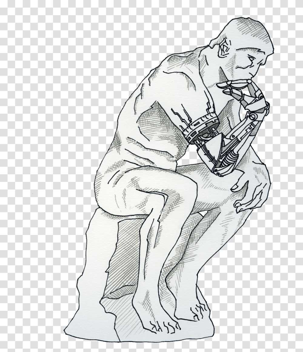 Thinker Sketch, Person, Human, Art, Drawing Transparent Png