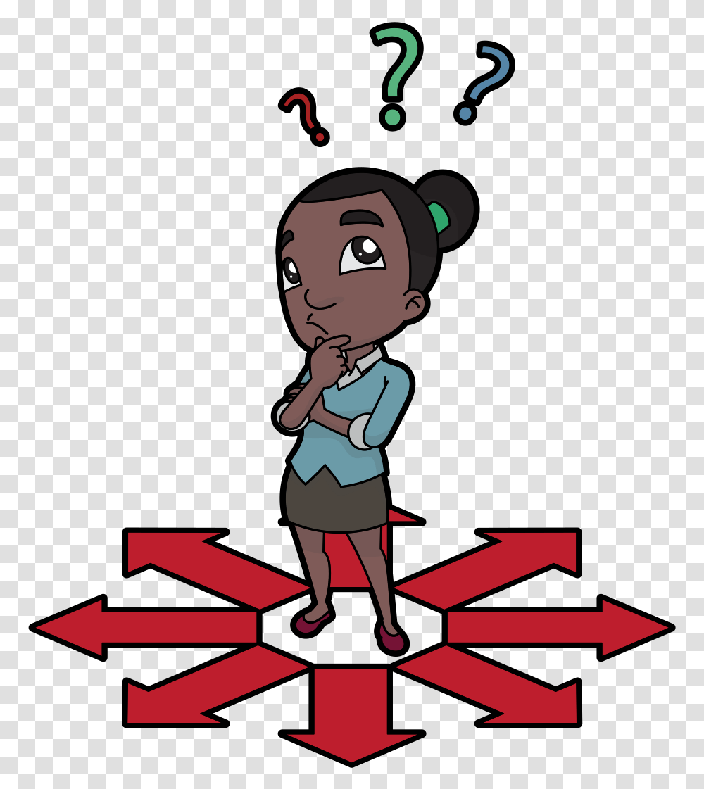 Thinking Black Woman Cartoon, Person, Human, Paper, Poster Transparent Png