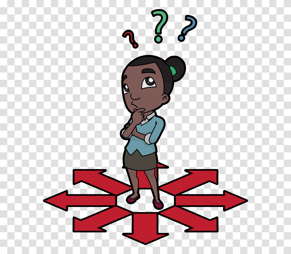 Thinking Black Woman Cartoon, Person, Paper, Poster, Advertisement Transparent Png
