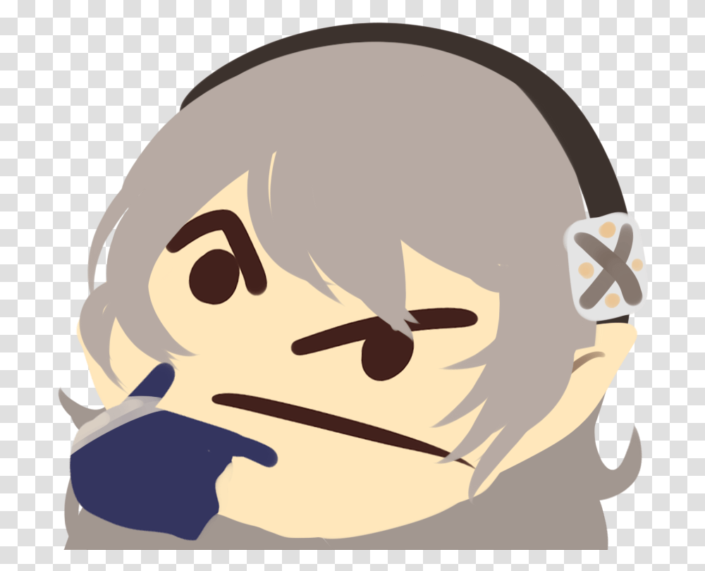 Thinking Corrin Anime Girl Thinking Face, Label, Text, Drawing, Art Transparent Png