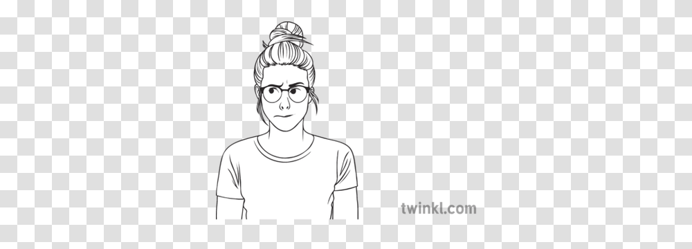 Thinking Face General People Girl Student Considering Tree House With Slide Drawing, Person, Human, Clothing, Apparel Transparent Png