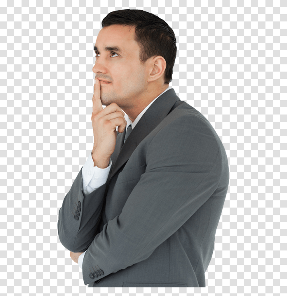 Thinking Man Free Man Thinking, Suit, Overcoat, Person Transparent Png