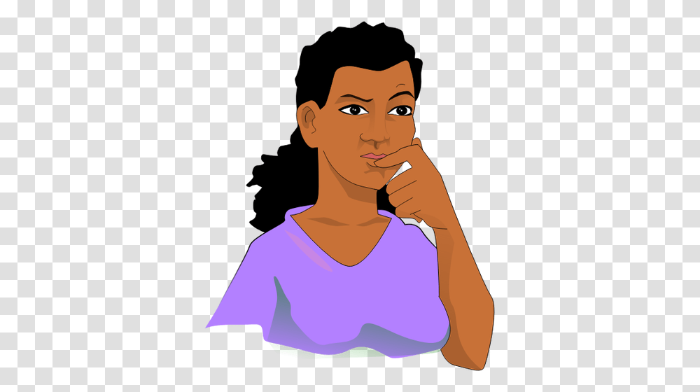 Thinking Woman, Face, Person, Human Transparent Png
