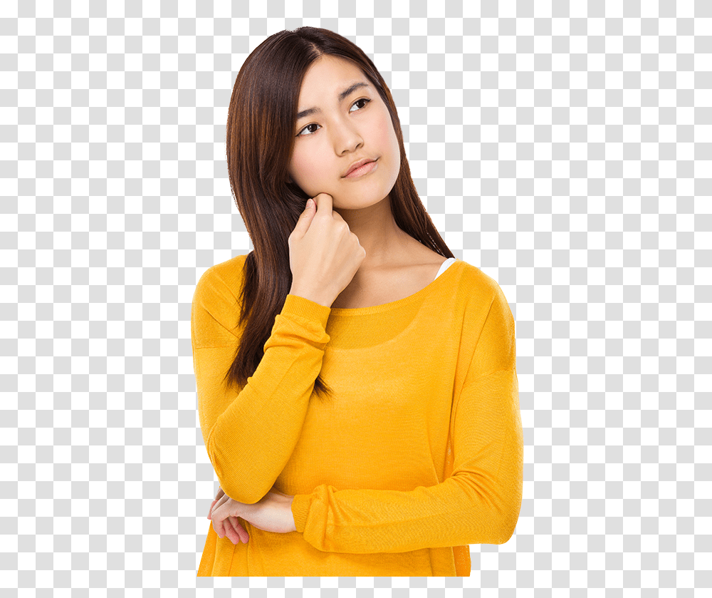 Thinking Woman Hd Photo Beautiful Girl Image Hd, Person, Face, Female Transparent Png