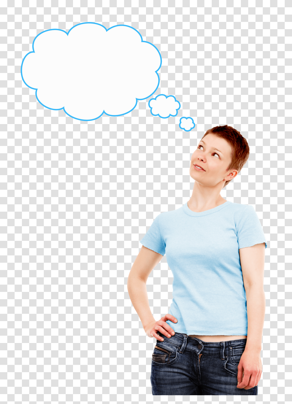 Thinking Woman Image, Person, Female, T-Shirt Transparent Png