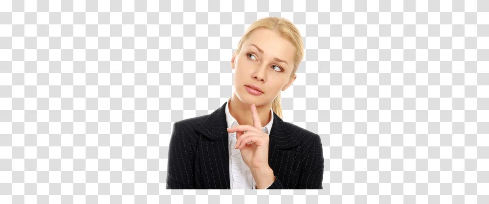 Thinking Woman, Person, Suit, Overcoat Transparent Png