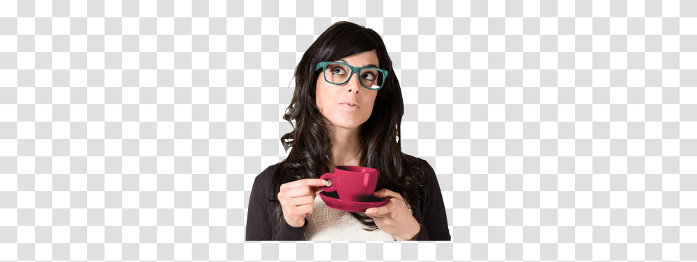 Thinking Woman, Person, Human, Coffee Cup, Female Transparent Png