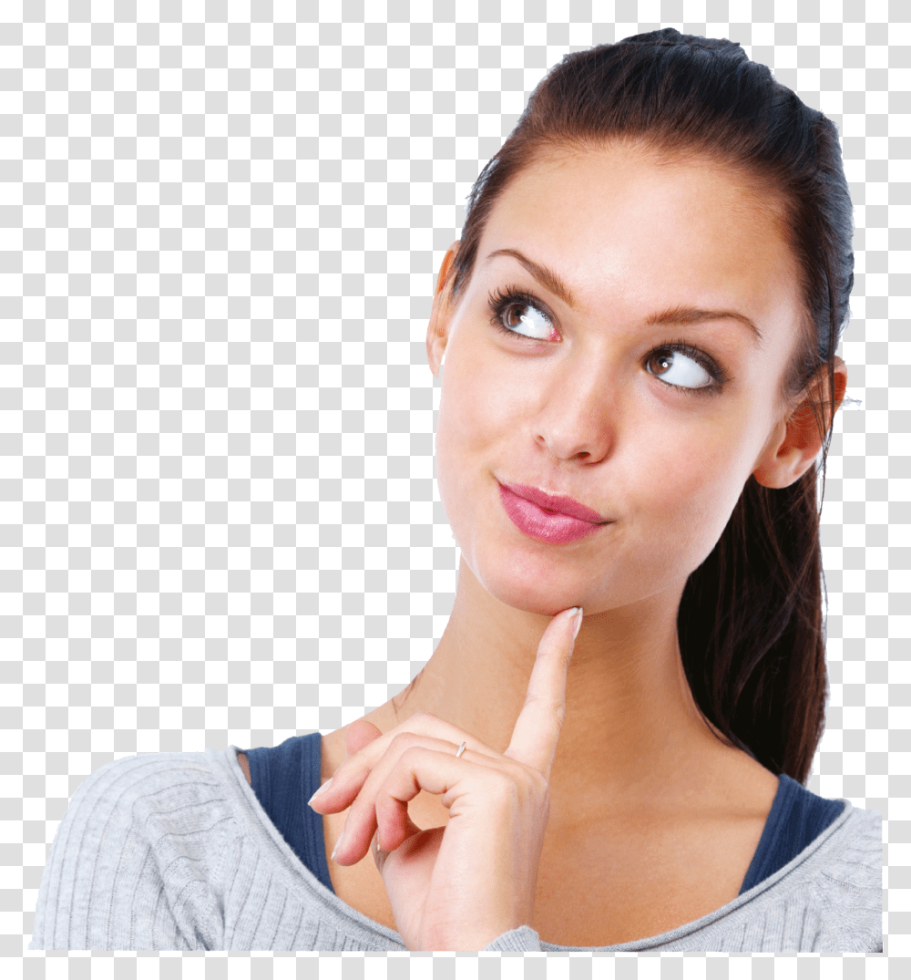 Thinking Woman, Person, Human, Finger Transparent Png