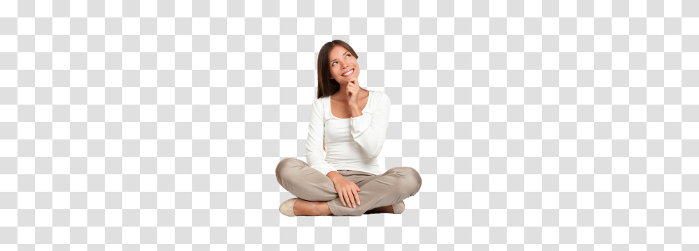 Thinking Woman, Person, Sitting, Female Transparent Png