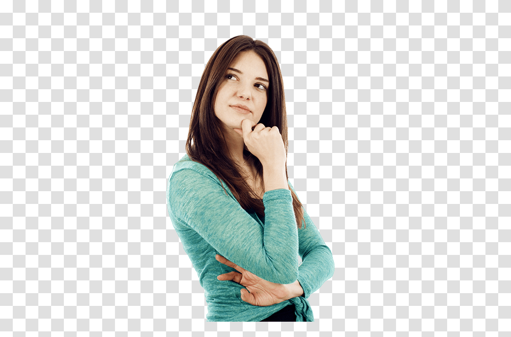 Thinking Woman, Person, Sleeve, Apparel Transparent Png