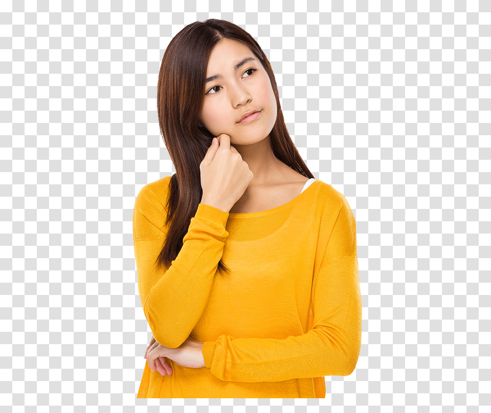 Thinking Woman, Person, Sleeve, Face Transparent Png