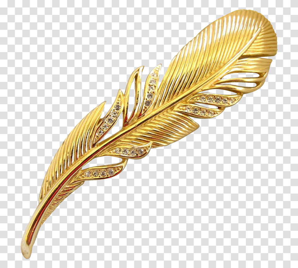 This Christian Dior Gold Plated And Rhinestone Feather Gold, Jewelry, Accessories, Accessory, Brooch Transparent Png