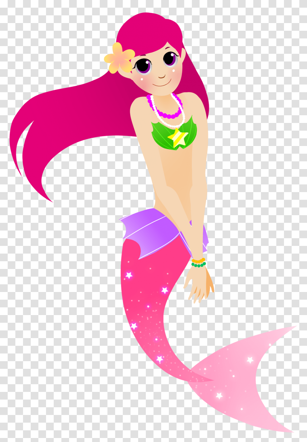This Cute And Lovely Cartoon Mermaid Clip Art Is Free For Personal, Floral Design, Pattern, Poster Transparent Png
