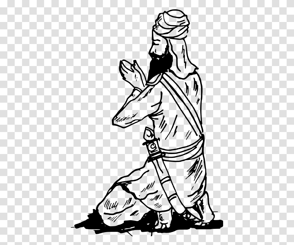 This File Is About Outline Religion Pray Sikhism Black And White, Gray, World Of Warcraft Transparent Png