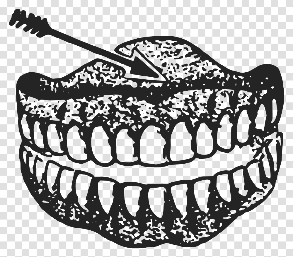 This Free Icons Design Of Dentures Teeth With Arrow Dentures Black And White, Rug, Animal, Military Uniform, Team Sport Transparent Png