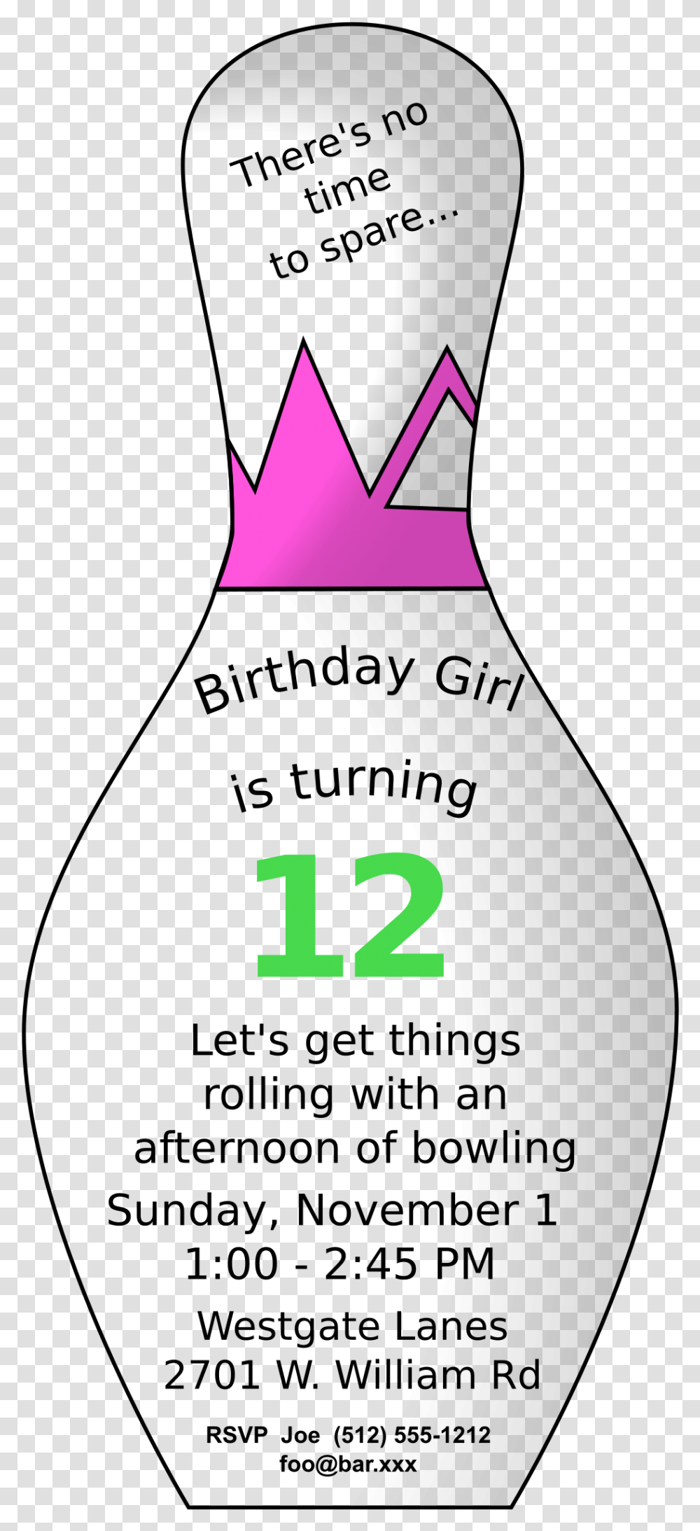This Free Icons Design Of Girls Bowling Party Glass Bottle, Number, Clock Transparent Png