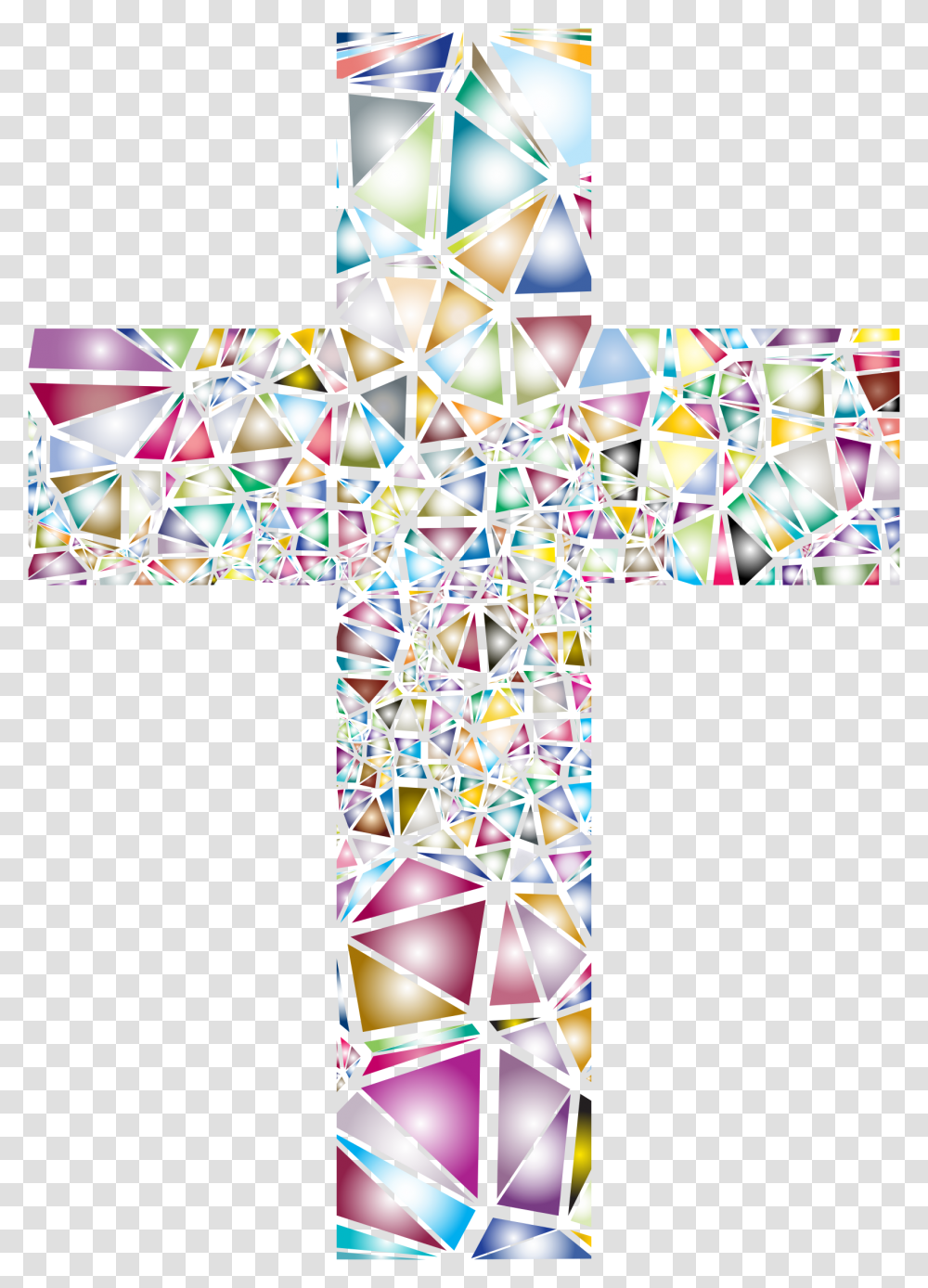 This Free Icons Design Of Low Poly Stained Glass Stained Glass No Background, Cross, Crucifix Transparent Png