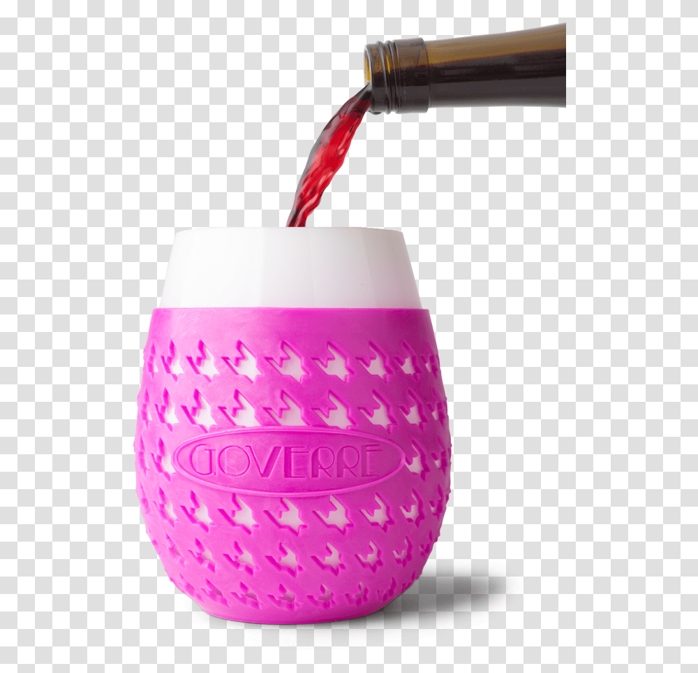 This Fuchsia Goverre Is A Glass Portable Stemless Wine Glass, Beverage, Drink, Soda, Lamp Transparent Png
