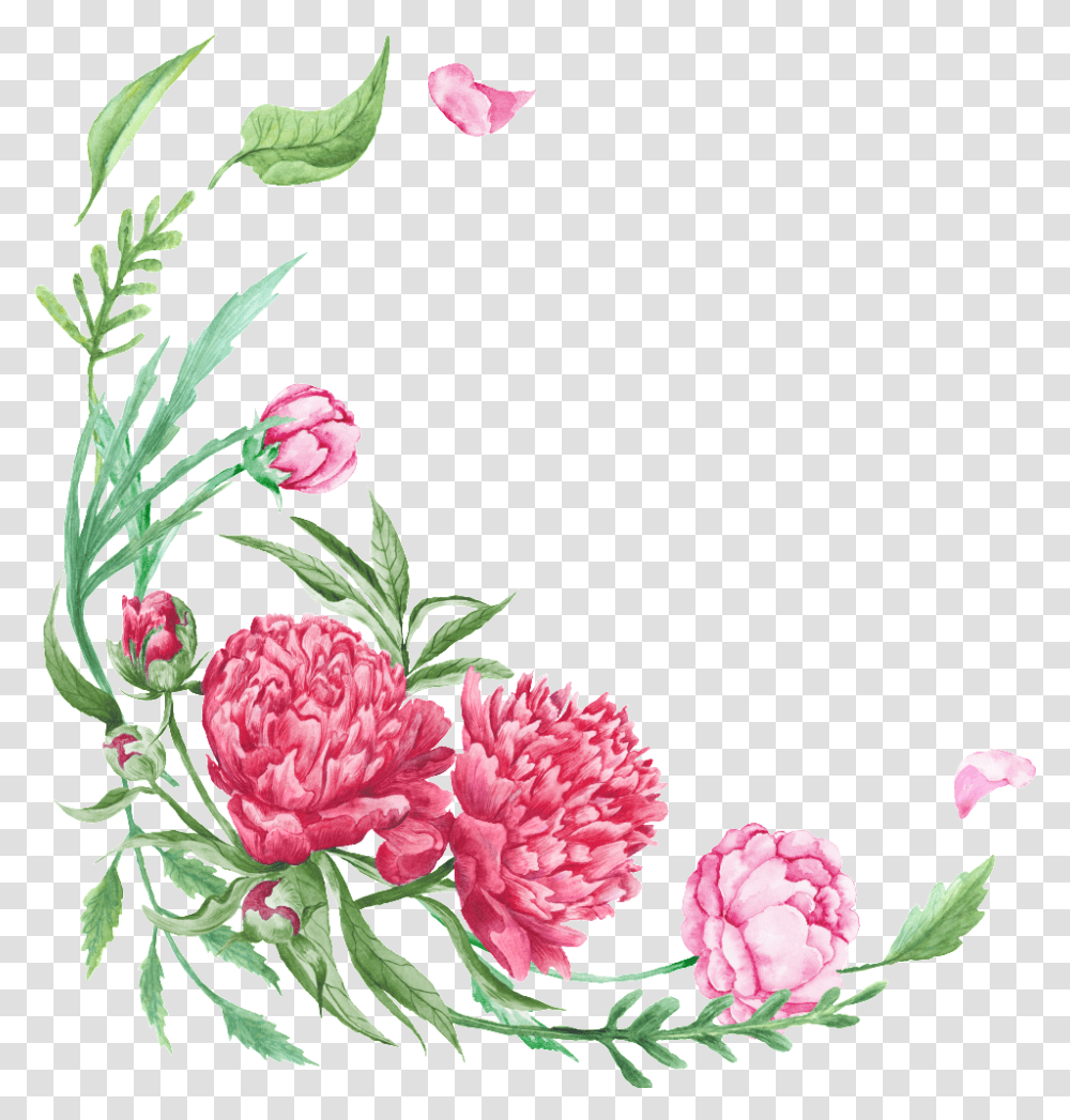 This Graphics Is Curved Floral Border Decorative Corner Flower Borders, Plant, Blossom, Carnation, Floral Design Transparent Png