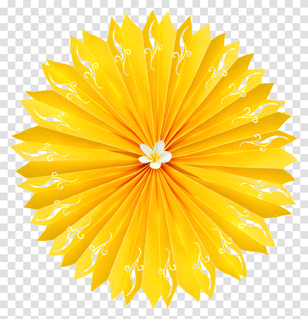 This Graphics Is Golden Folding Fan Flower Yellow Flower White Background, Paper, Towel, Paper Towel, Tissue Transparent Png