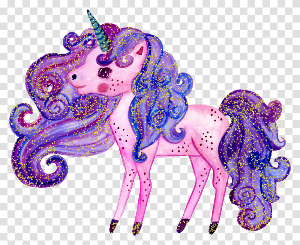 This Graphics Is Hand Painted Pink Unicorn, Crowd, Parade, Horse, Doodle Transparent Png