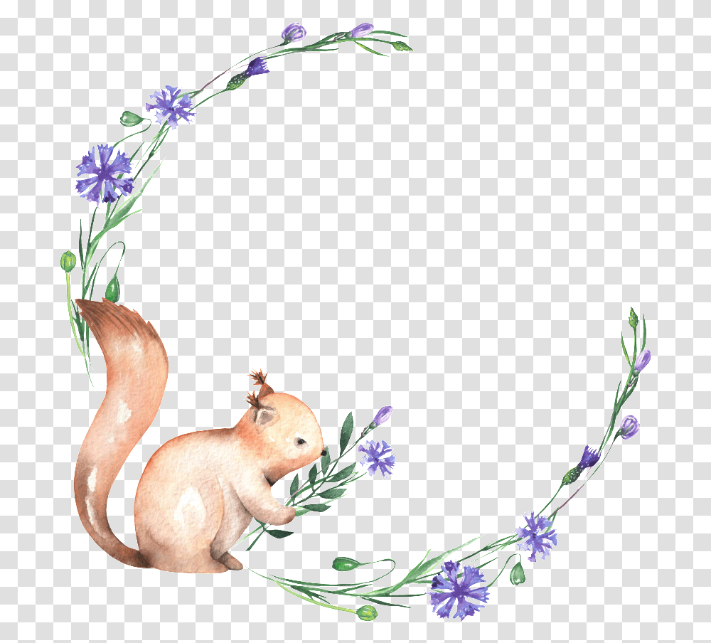This Graphics Is Hand Painted Smelling Squirrel Squirrel Smelling Flower Clipart, Plant, Pottery, Vase, Jar Transparent Png
