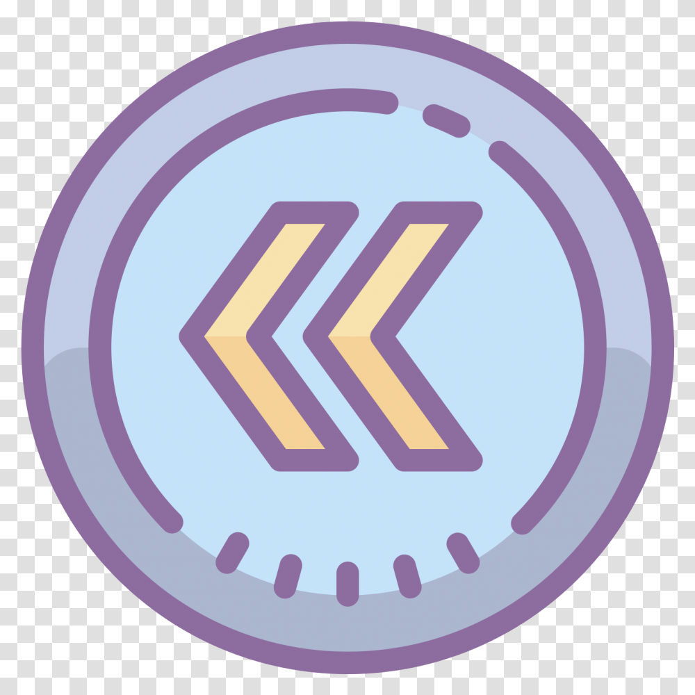 This Icon For Circled Chevron Left Is A Large Circle Timer Pink, Logo, Frisbee Transparent Png