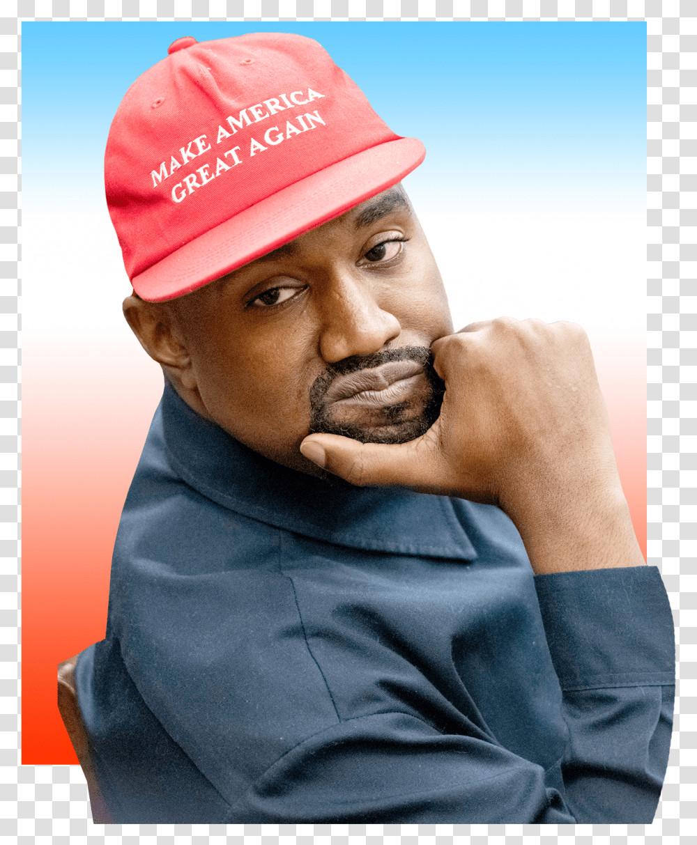 This Image May Contain Clothing Apparel Human Person Maga Hat Kanye West, Face, Cap, Baseball Cap, Finger Transparent Png