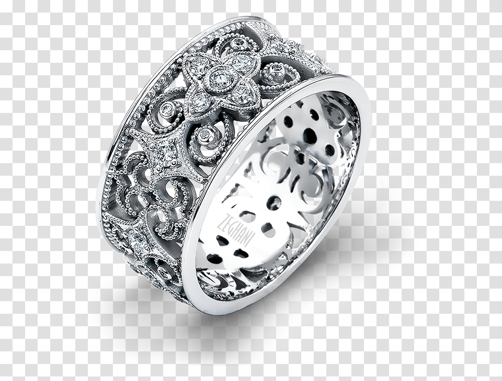 This Lovely 14k White Gold Scroll Pattern Band Is Adorned Titanium Ring, Accessories, Accessory, Jewelry, Diamond Transparent Png