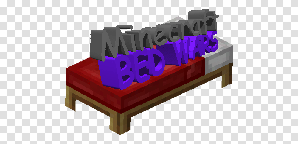 This Minecraft Bed Wars Logo Coffee Table, Toy, Furniture, Text, Weapon Transparent Png