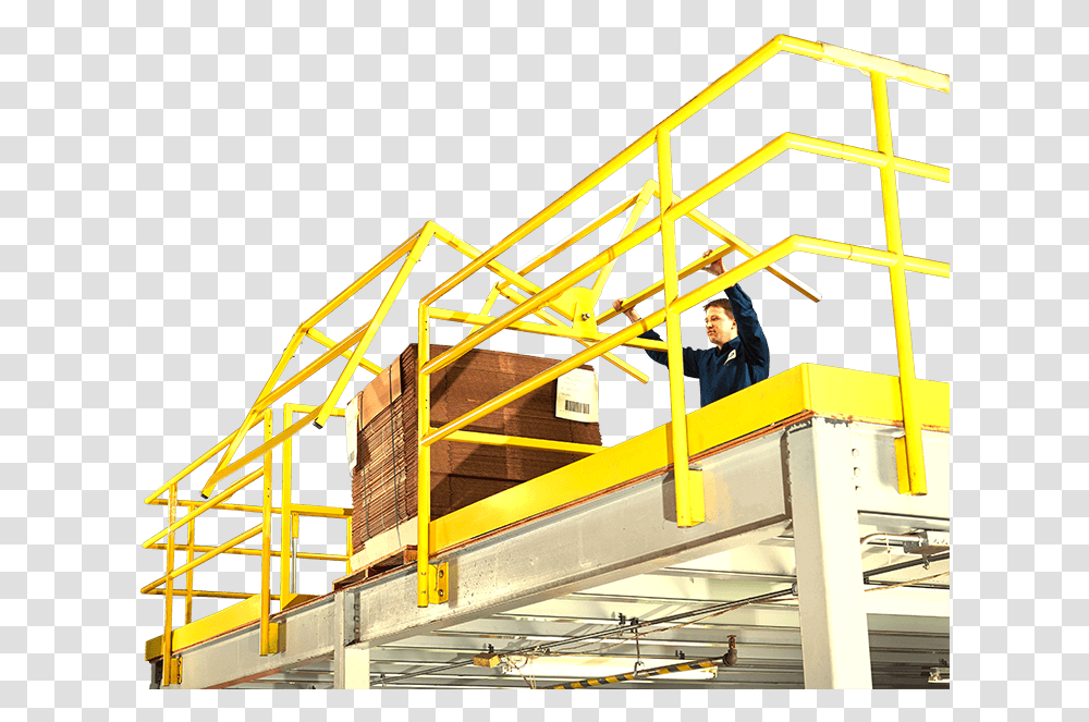This Pivoting Safety Gate Protects Employees In Elevated, Handrail, Banister, Person, Human Transparent Png