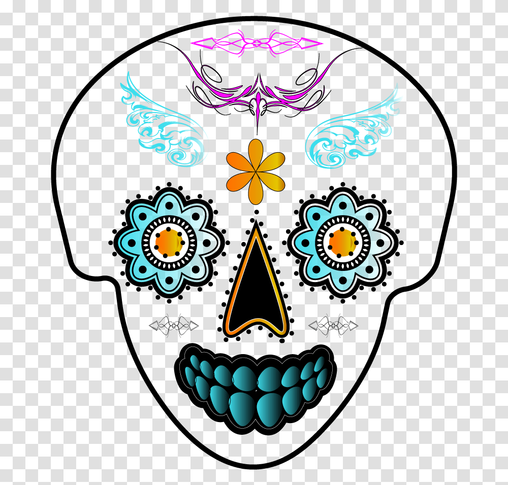 This Simple Black And White Skull Is Based Off Of The, Pattern, Floral Design Transparent Png