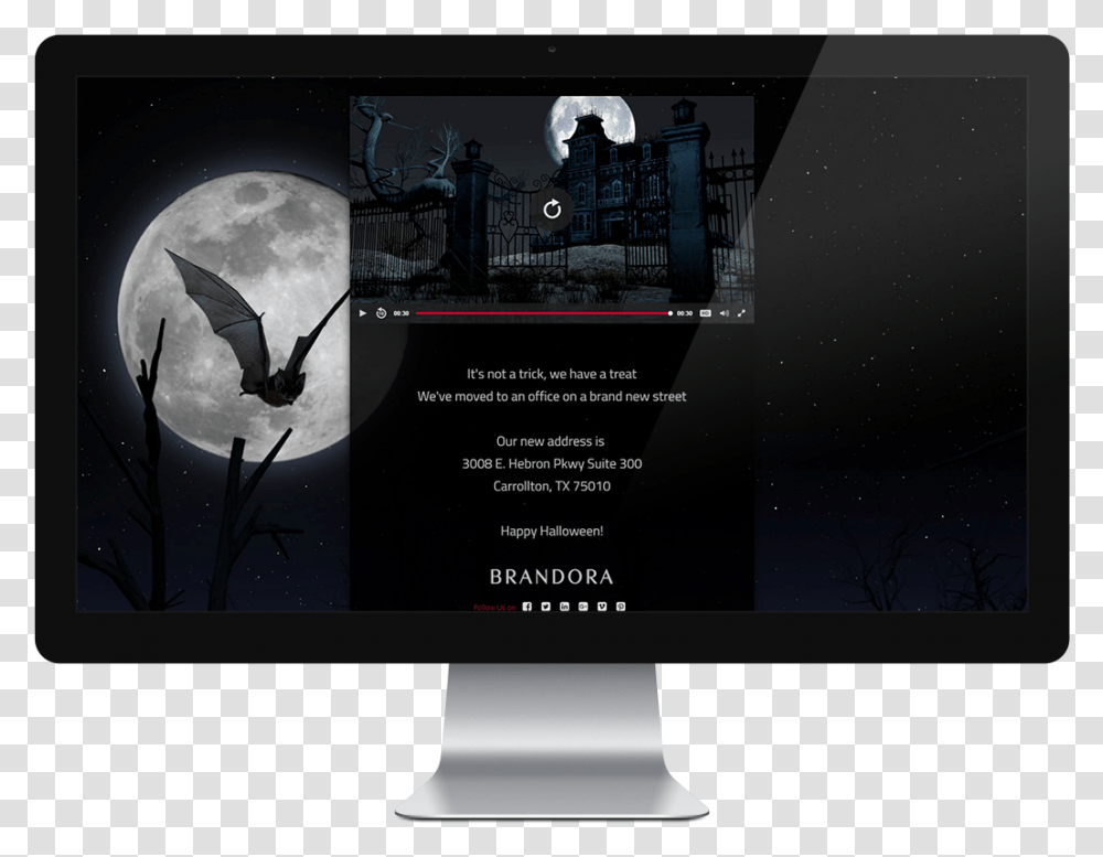 This Spooky Halloween Ecard Follows A Bat Traveling Computer Monitor, Animal, Bird, Metropolis, Flying Transparent Png