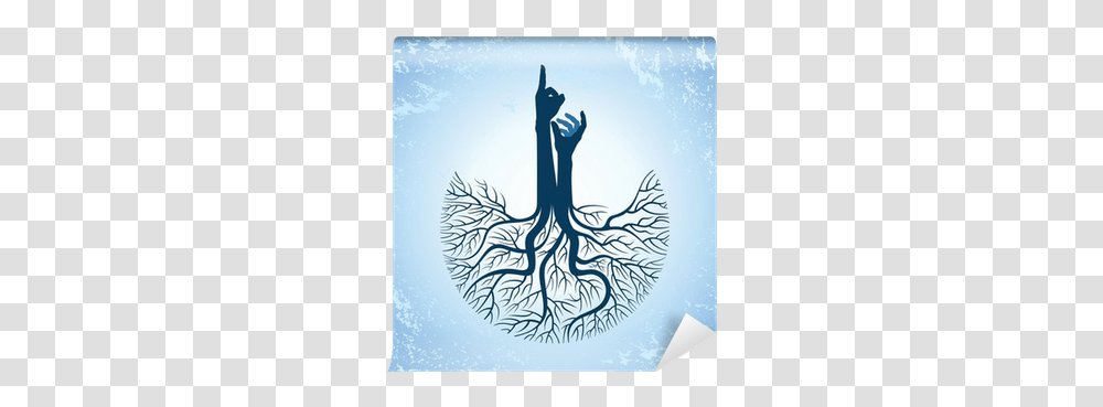 This Vector Background Has A Hand With Tree Roots Wall Mural • Pixers We Live To Change Mermaid, Tool, Art, Emblem, Symbol Transparent Png