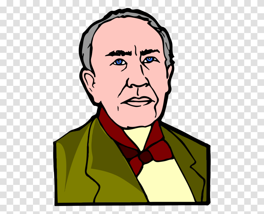 Thomas Edison Drawing Incandescent Light Bulb Invention Inventor, Person, Human, Face, Performer Transparent Png