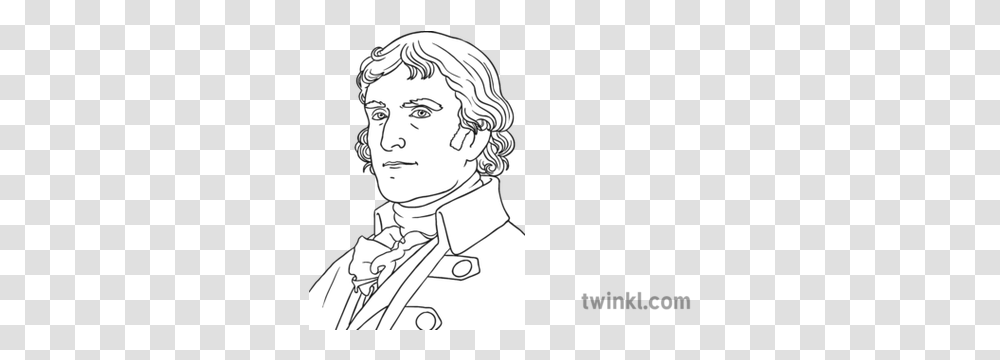 Thomas Jefferson Black And White 1 Illustration Twinkl Halloween Split Pin Puppets, Person, Human, Drawing, Art Transparent Png
