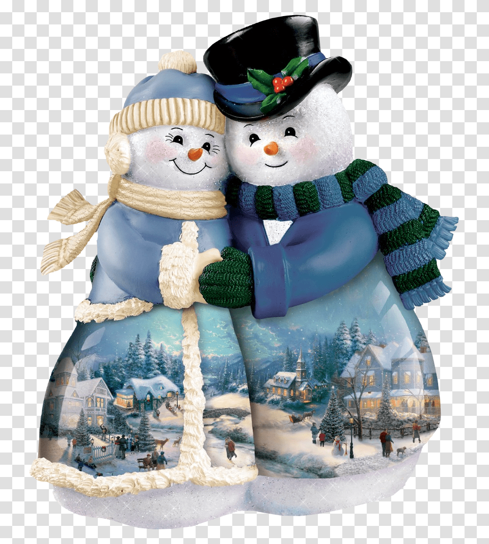 Thomas Kinkade Couple Snowman, Nature, Outdoors, Person, Human Transparent Png