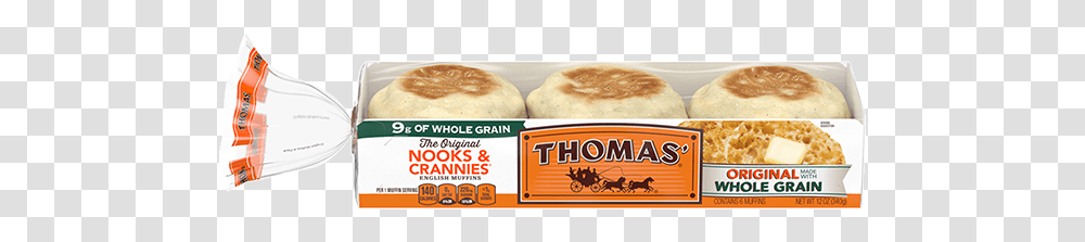 Thomas Original Made With Whole Grains English Muffins English Muffins Brands, Bread, Food, Bagel, Bun Transparent Png