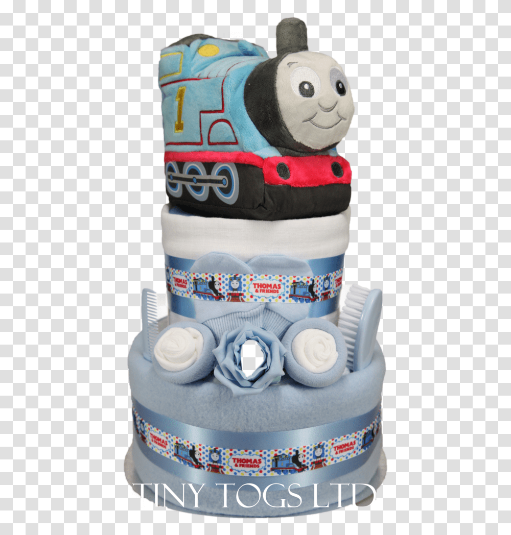 Thomas The Tank Engine 2 Tier Baby Boy Nappy Cake With Thomas And Friends, Dessert, Food, Birthday Cake Transparent Png