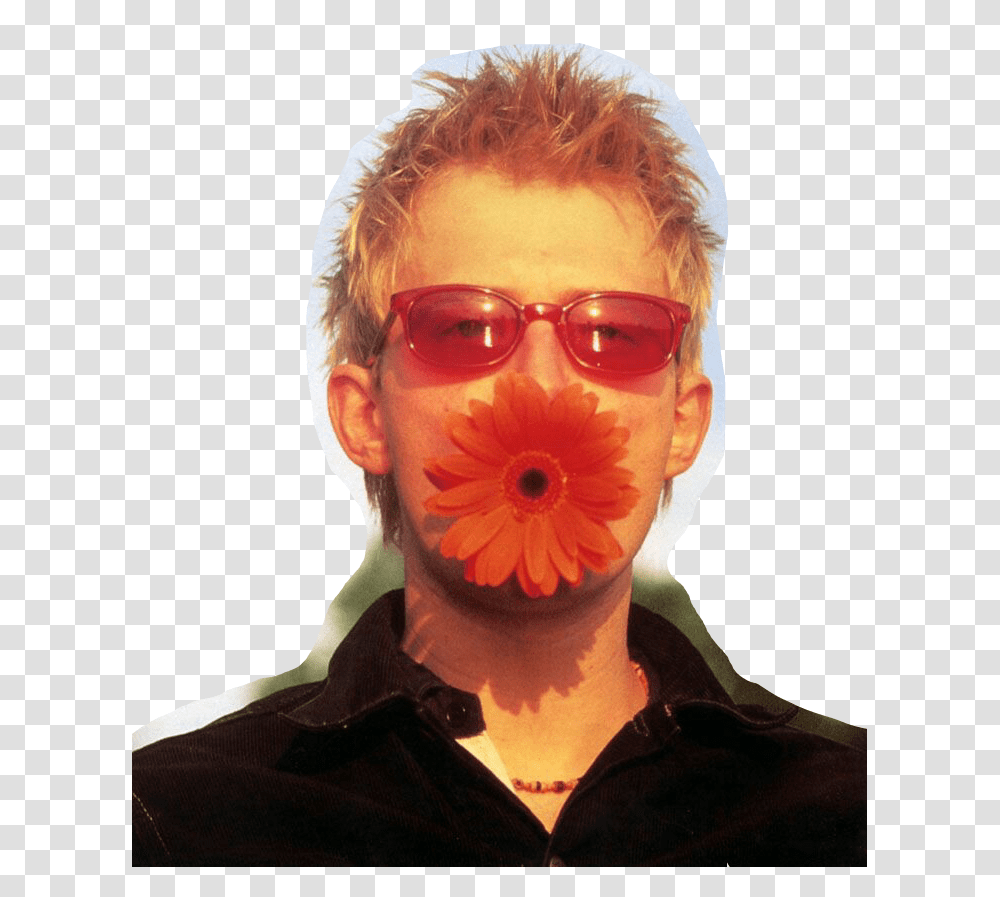 Thomyorke Radiohead Thom Yorke With A Flower, Face, Person, Sunglasses, Accessories Transparent Png