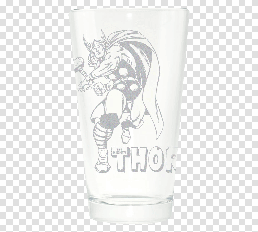 Thor Etched Pint Glass Classic Thor Comic, Hand, Drawing Transparent Png