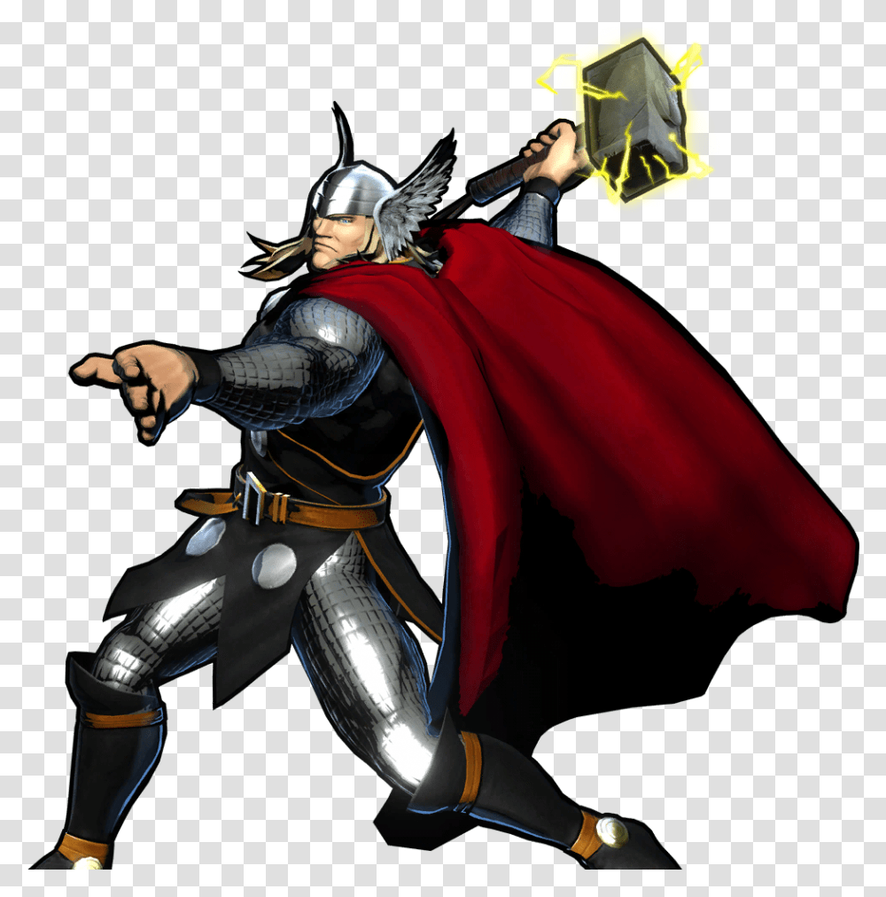 Thor From Marvel In Video Games Marvel Vs Capcom 3 Thor, Person, Costume, People, Knight Transparent Png