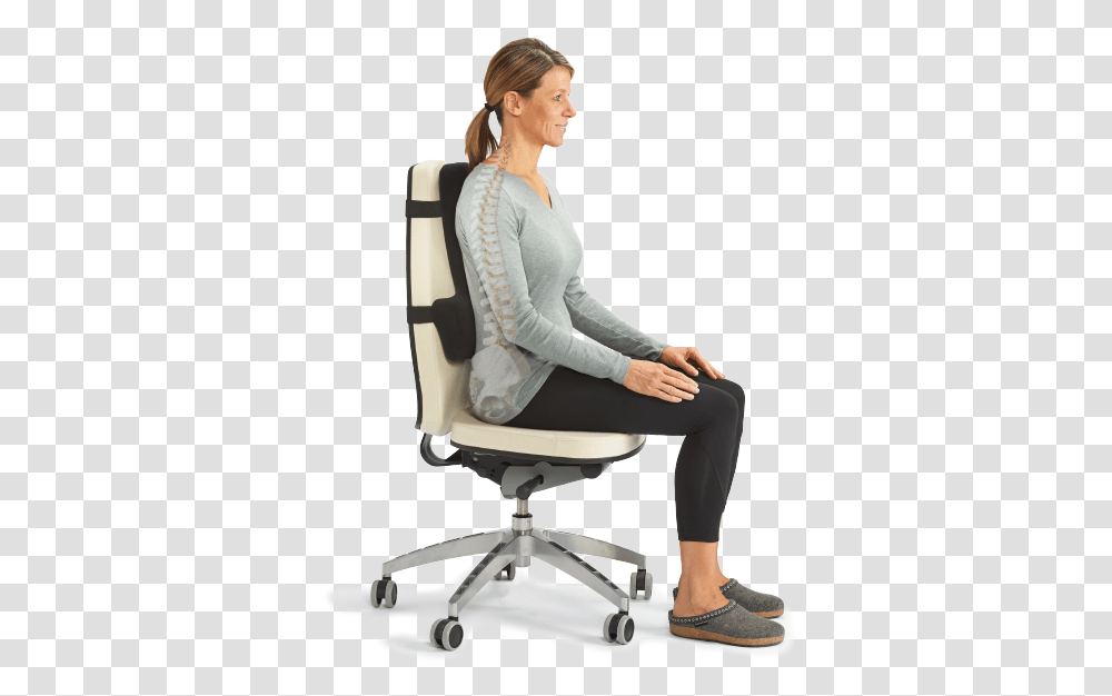 Thoracic Lumbar Support In Use Proper Back Support Chair, Furniture, Sitting, Person, Human Transparent Png