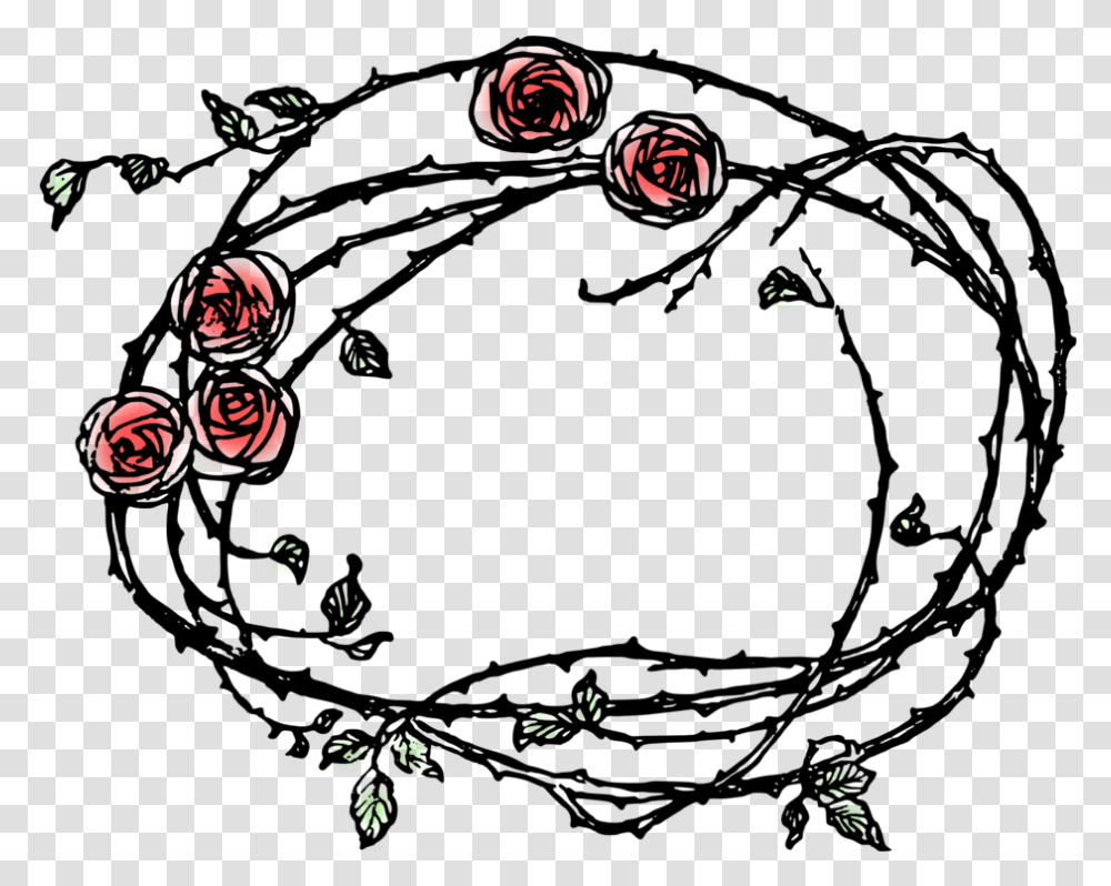 Thorns And Flowers Border Clipart Download Roses And Thorns Drawing, Pac Man Transparent Png