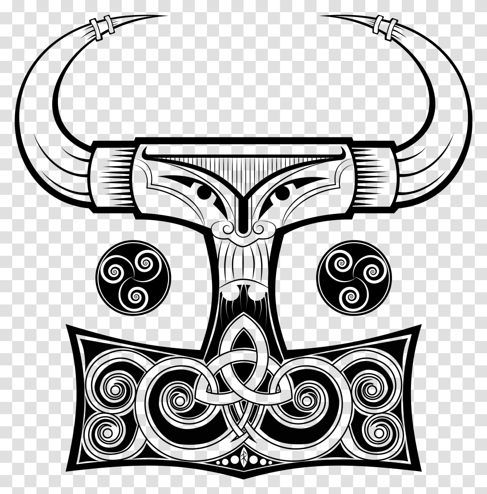 Thors Hammer Emblem, Floral Design, Pattern Transparent Png