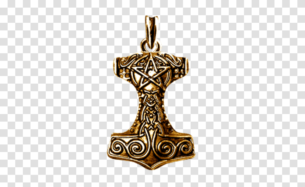 Thors Hammer Pendant, Cross, Gold, Treasure Transparent Png
