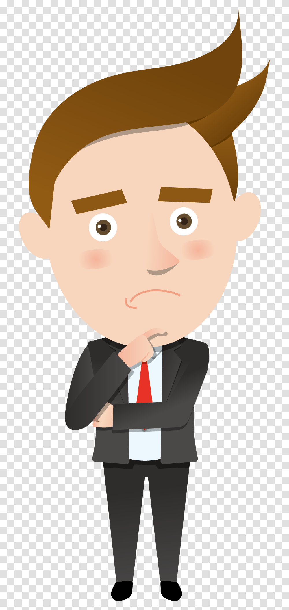 Thoughts Clipart Human Thinking Cartoon Person Thinking, Face, Tie, Accessories, Accessory Transparent Png