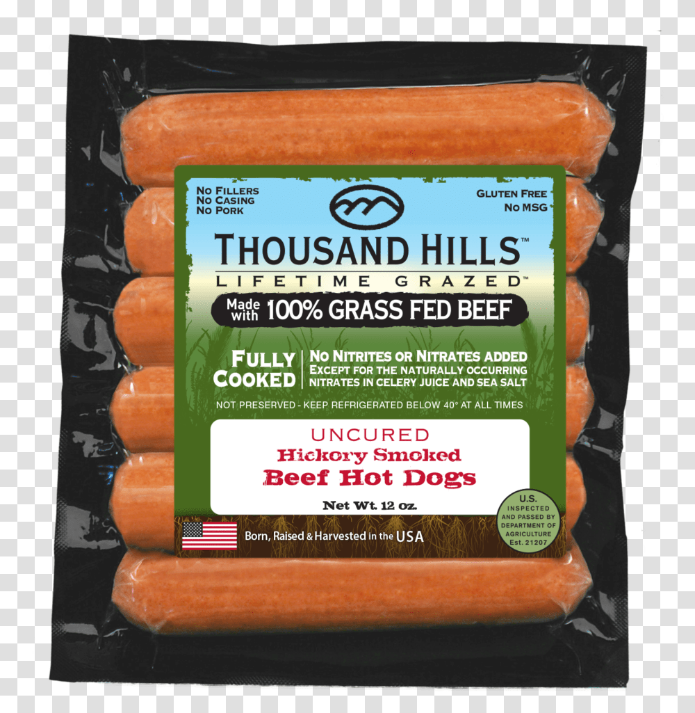 Thousand Hills Beef Stick, Hot Dog, Food, Plant Transparent Png