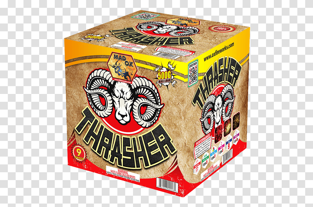 Thrasher Box, Label, Text, Cardboard, Outdoors Transparent Png