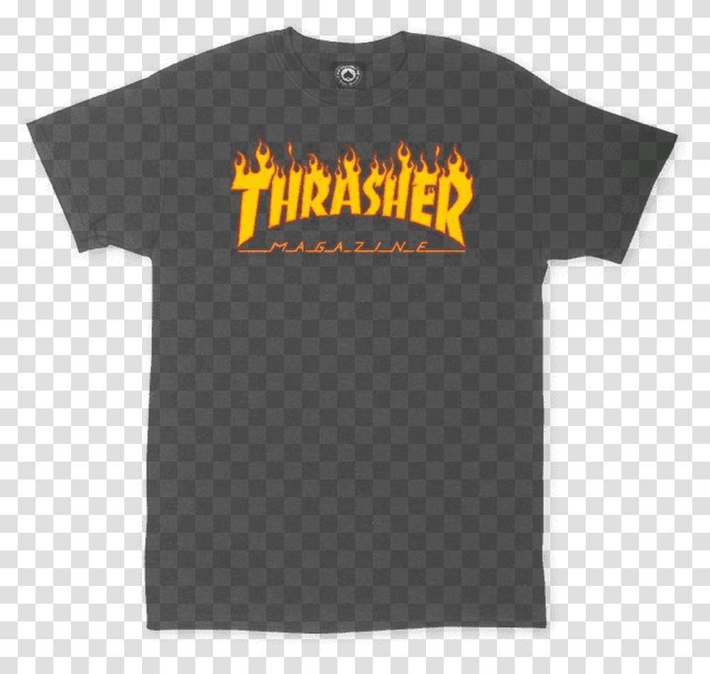 Thrasher Flame Logo T Unisex, Light, Symbol, Trademark, Neon Transparent Png